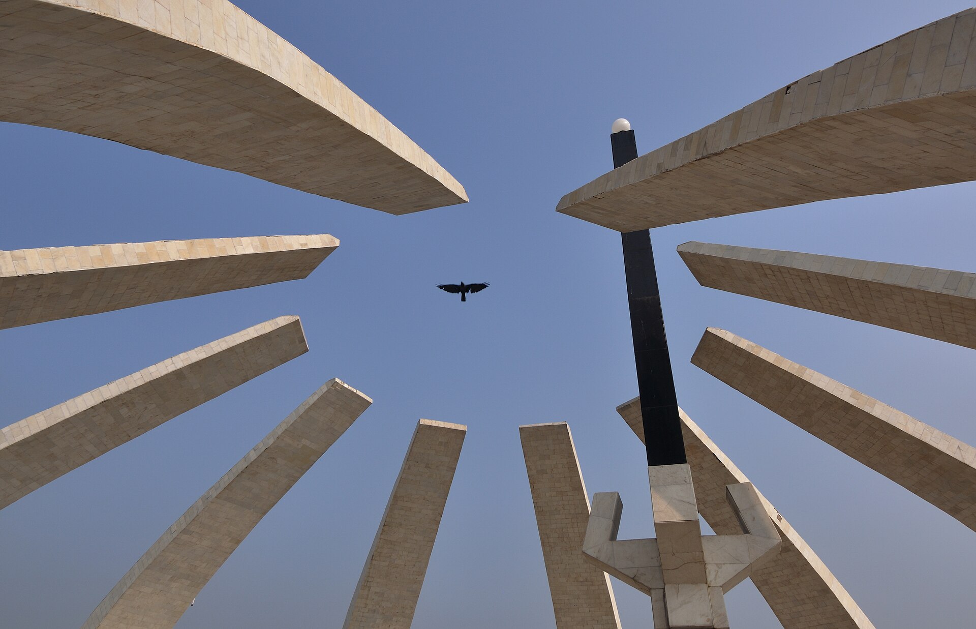 Broad sweep of Marina Beach promenade and monuments along the Coromandel coast in Chennai, Tamil Nadu