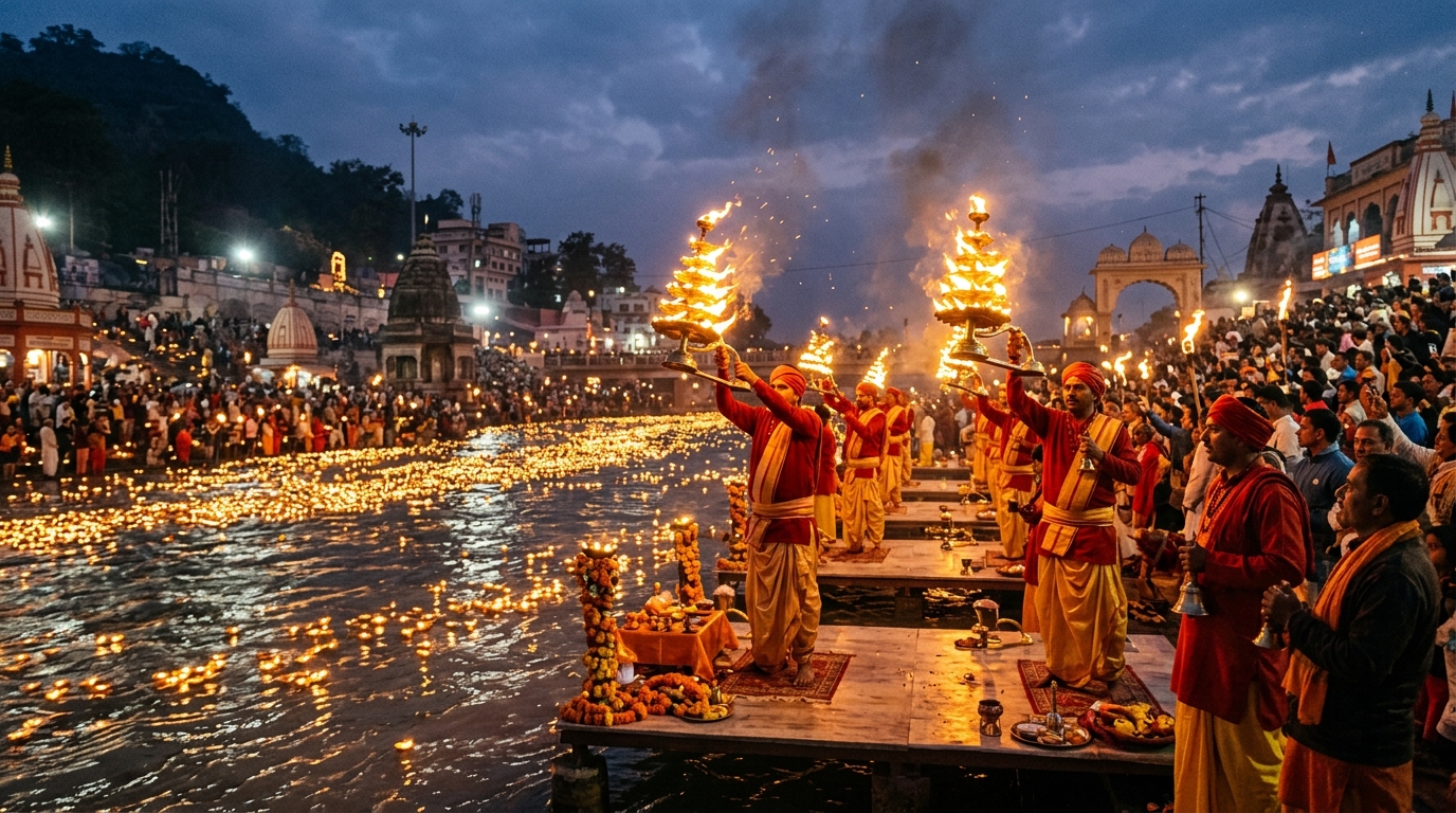 Haridwar Har Ki Pauri Evening Ganga Aarti Kanwar Yatra