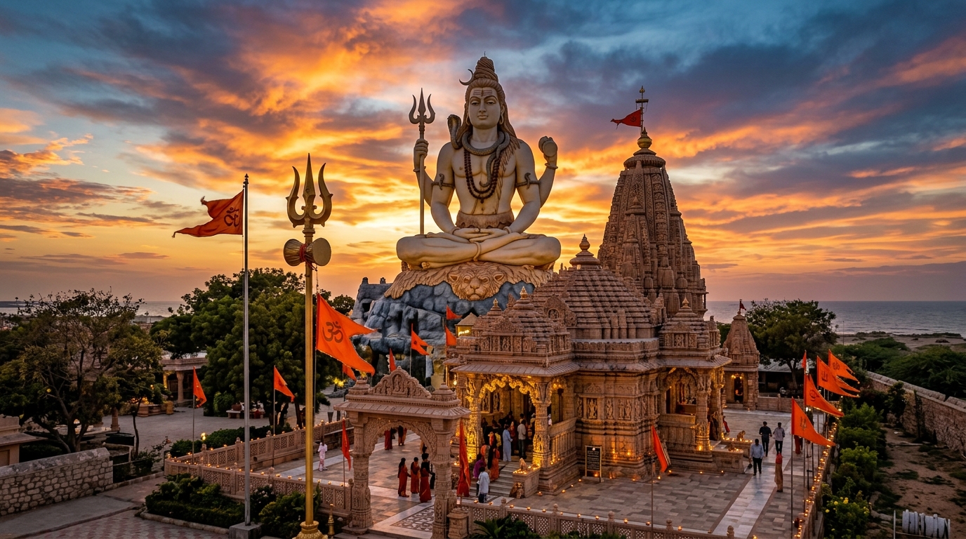 Nageshwar Jyotirlinga 85ft Lord Shiva Statue and Temple near Dwarka Gujarat